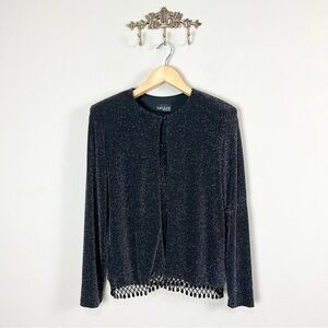 Xscape Black Metallic Sparkle Dress Jacket‎ & Tank Shell Set Size Medium